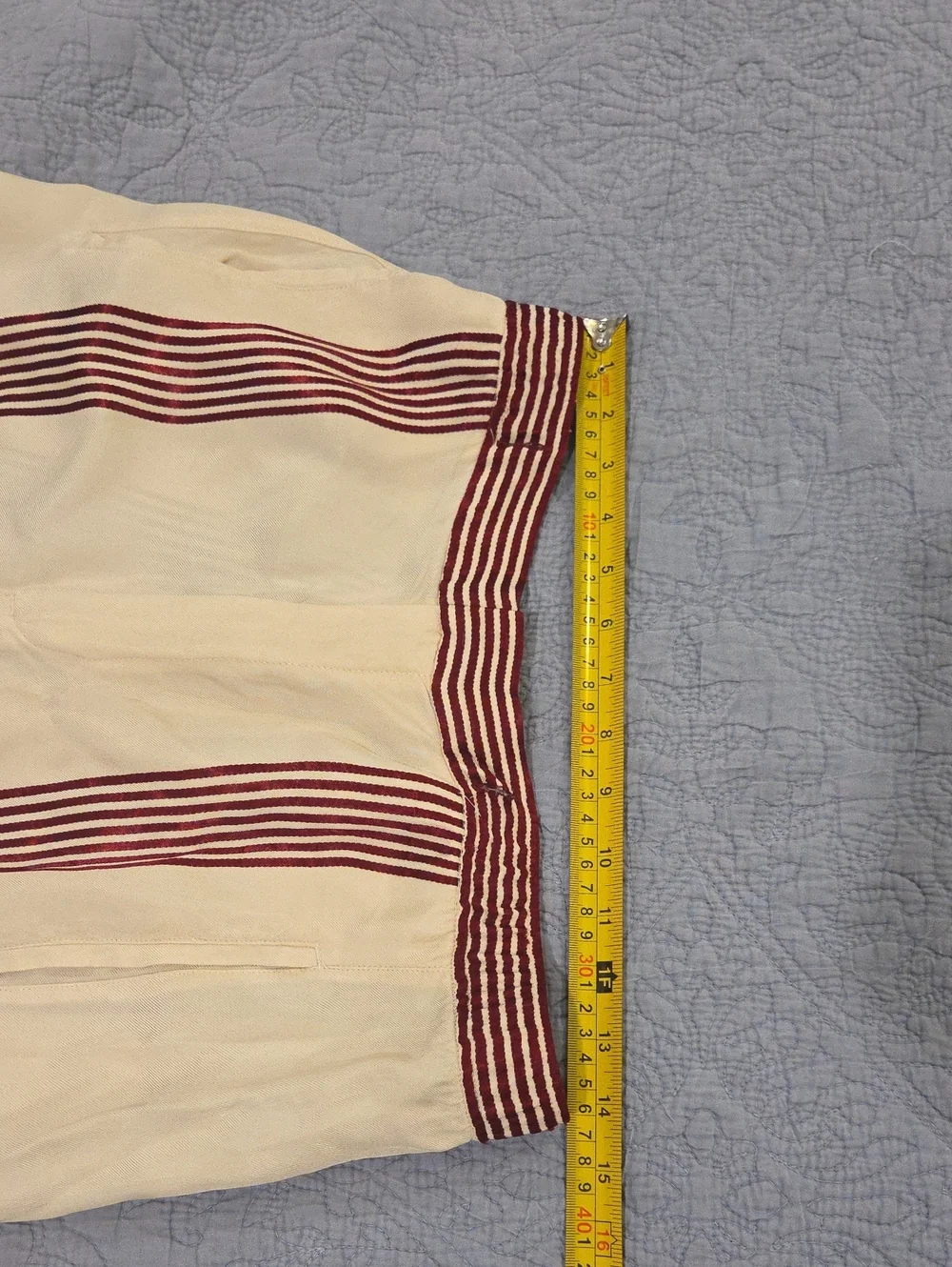 Zara High Waist Striped Wide-Leg Palazzo Pants-- Ecru & Burgundy Size M! - Picture 7 of 11